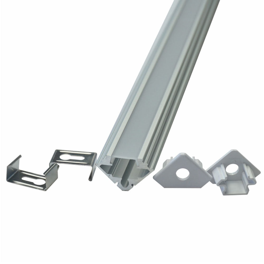 Profil Aluminiowy do paska LED na powierzchniowy narożny / 2000mm / Klosz: Mleczny / Kolor: Aluminium / Opakowanie: 2szt.