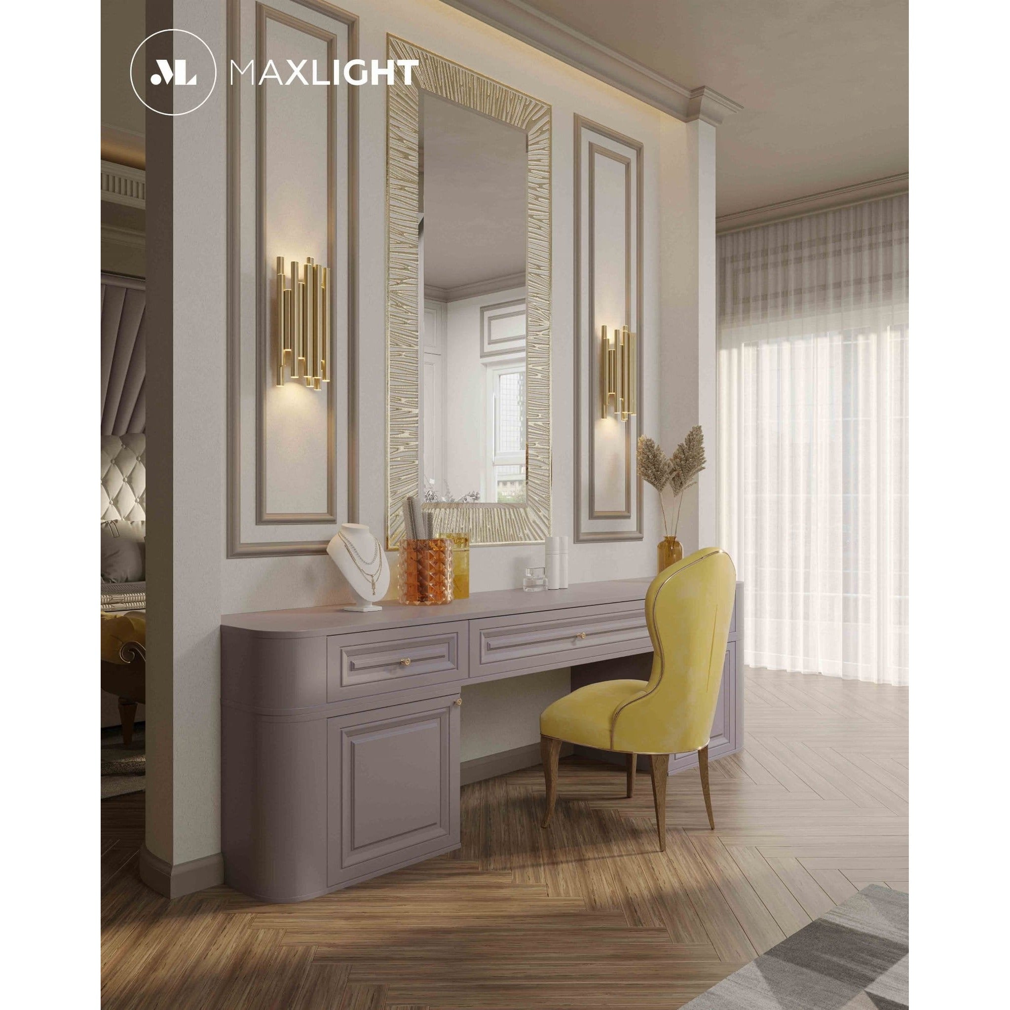 Maxlight Kinkiet Organic - Metal + akryl - Złoty szczotkowany W0311D