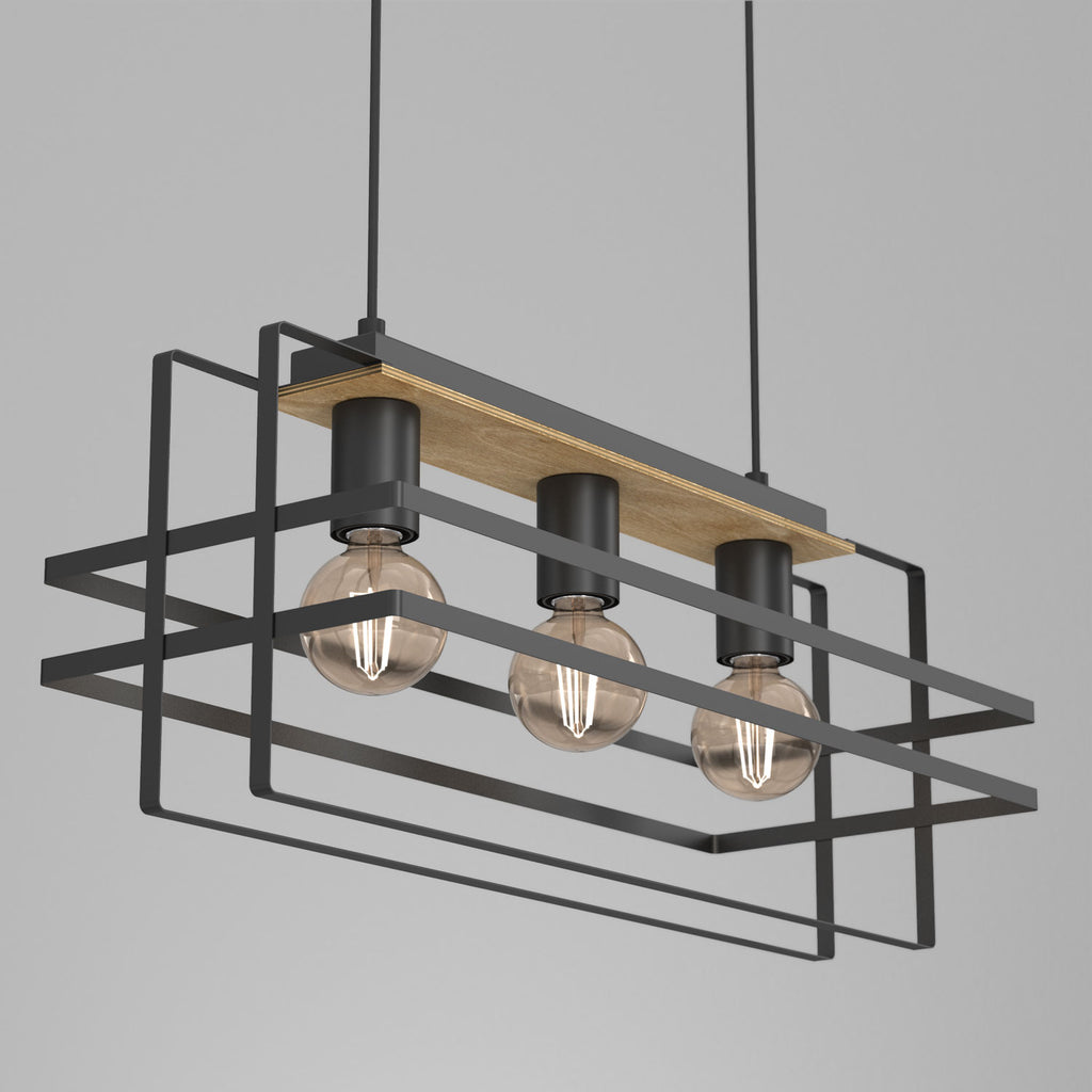 żyrandol Kortez black/wood 3xE27
