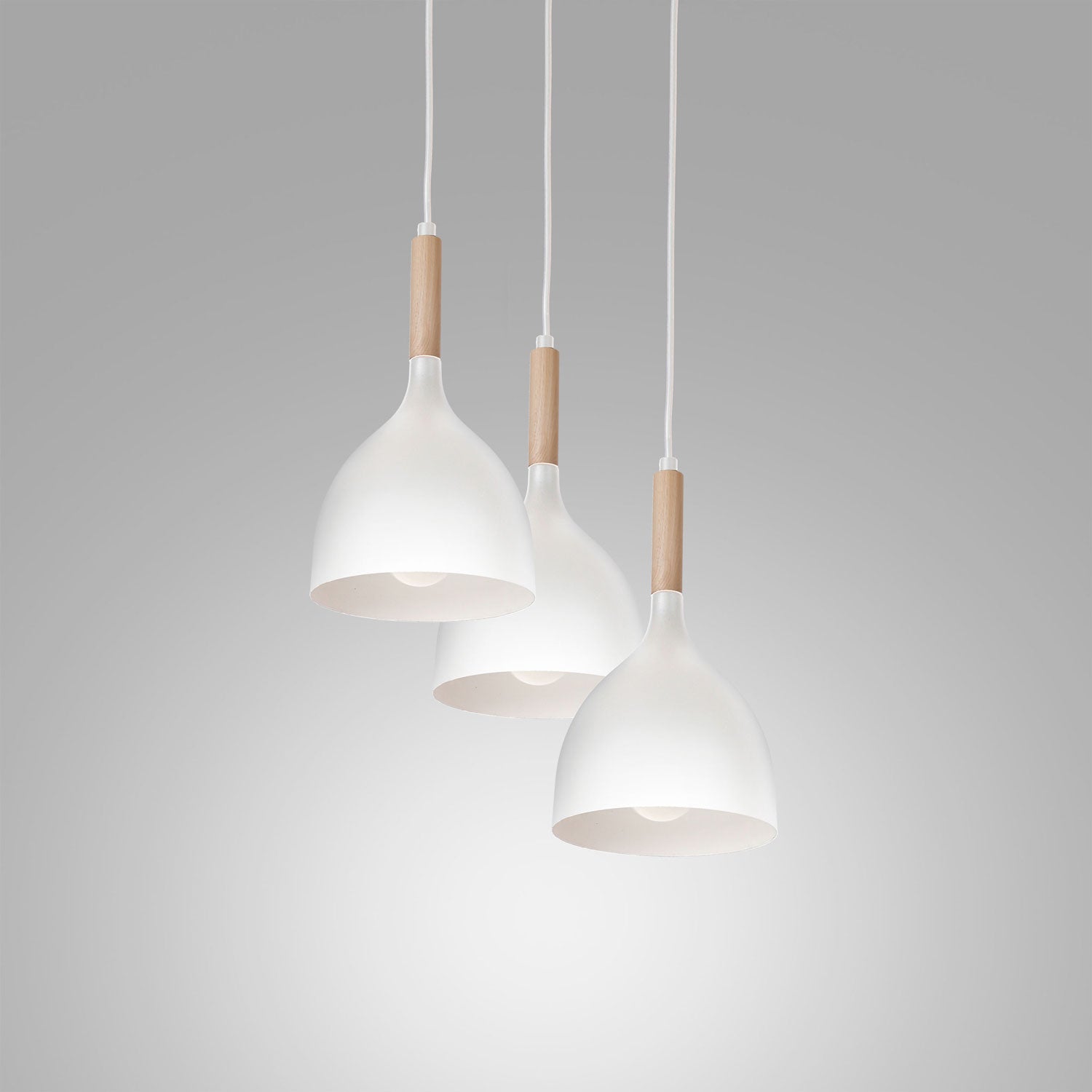 żyrandol talerz Noak white/natural wood 3xE27
