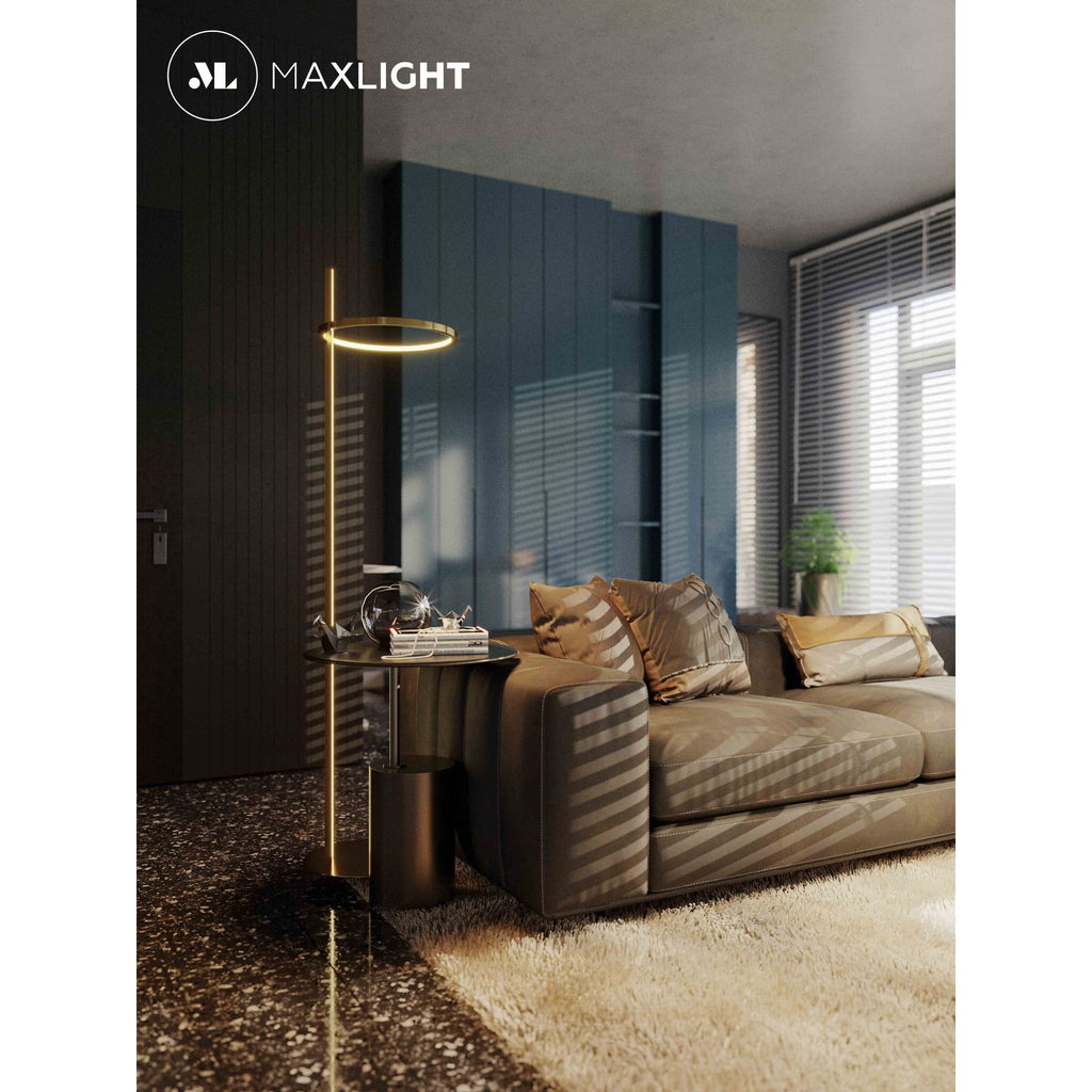 Maxlight Lampa podłogowa Lozanna - Stal nierdzewna + akryl - Złoty F0050