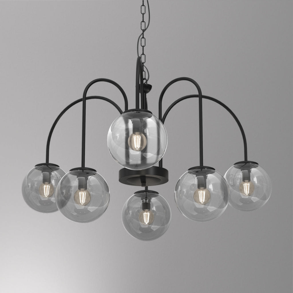żyrandol Cambridge (smoke glass 2907) black 6xE14