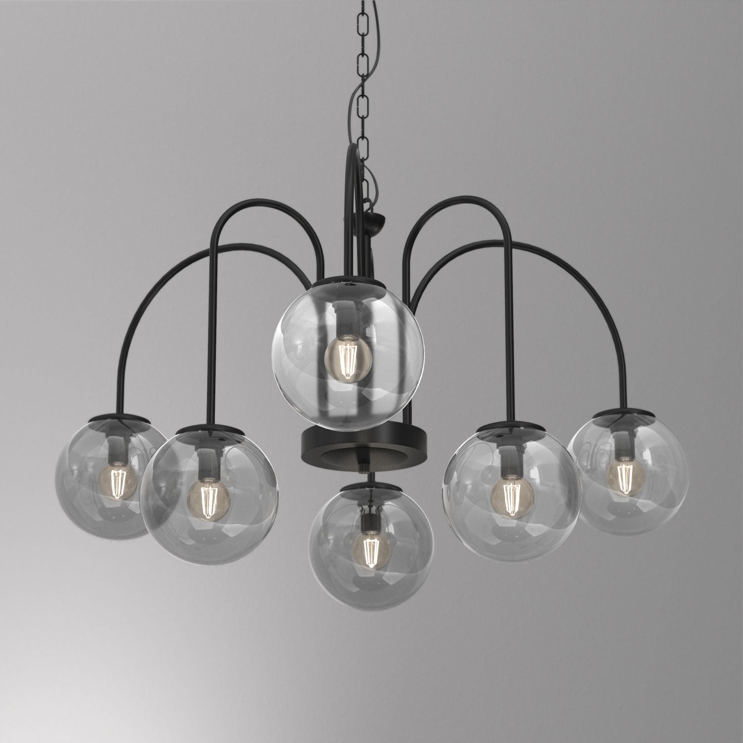żyrandol Cambridge (smoke glass 2907) black 6xE14