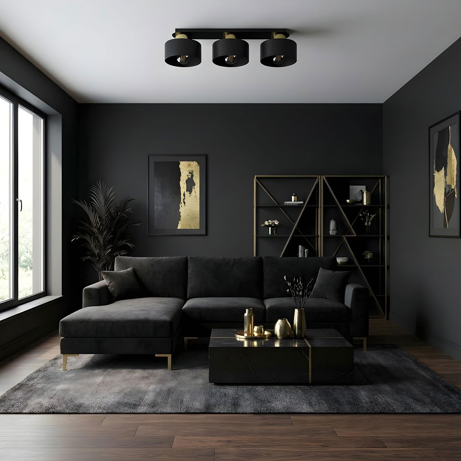 plafon Marti black/gold 3xE27