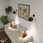 kinkiet Loft shade black, cylinder shade dia 180, h 150 black/gold 1xE27