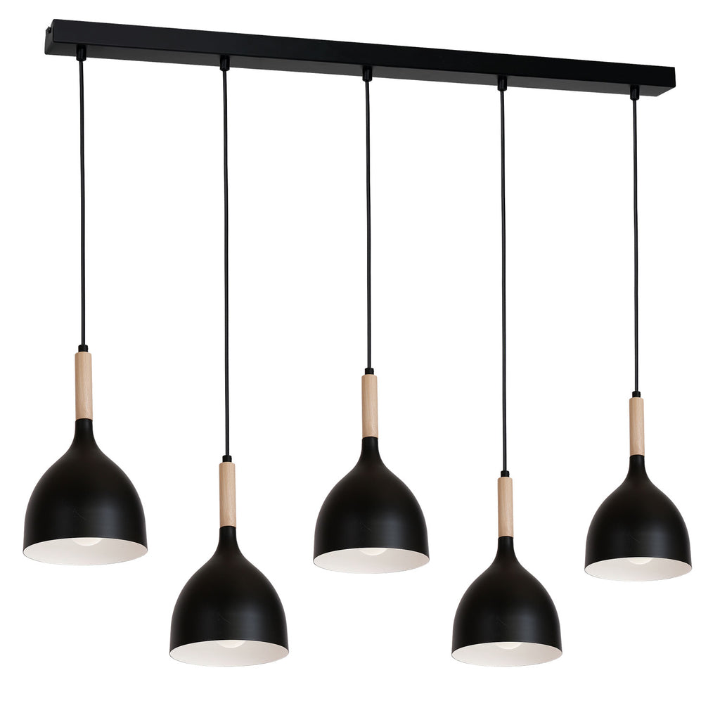 żyrandol line Noak wood black/natural wood 5xE27