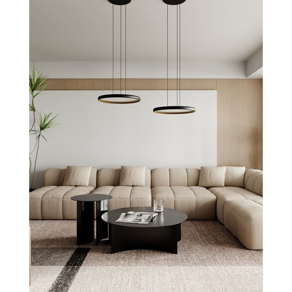 Maxlight Lampa wisząca Vik 48cm - Metal - Czarny + złoty P0556