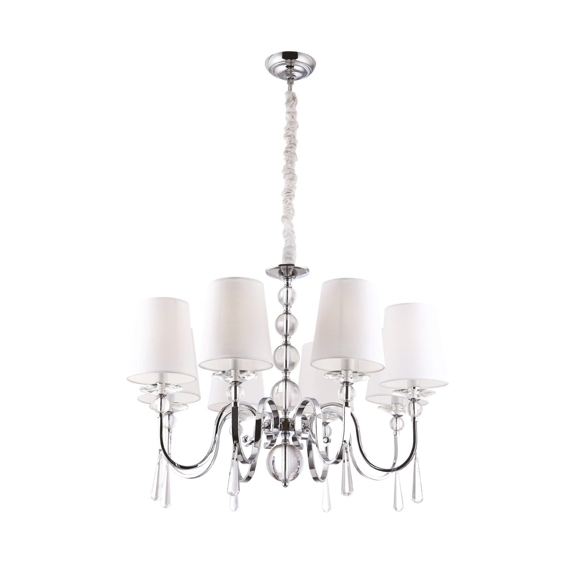 Maxlight Lampa wisząca Charlotte 70cm - Metal + szkło + tkanina - Chrom P0109