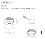 Maxlight Oprawa wpuszczana Cyklop 3000K - Metal + akryl - Biały H0094