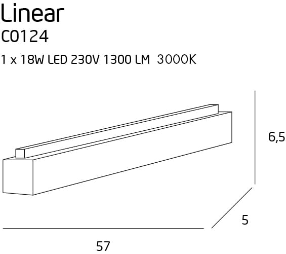 Maxlight Plafon Linear - Metal + akryl - Biały C0124D