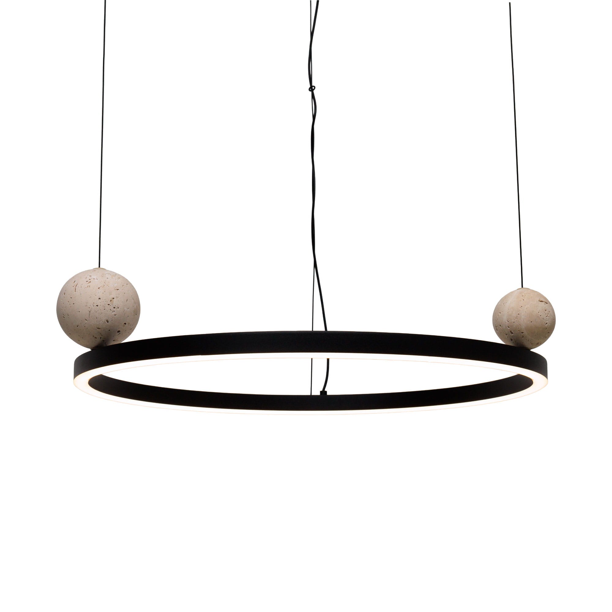 Maxlight Lampa wisząca Solaris - Aluminium + kamień naturalny - Czarny P0613