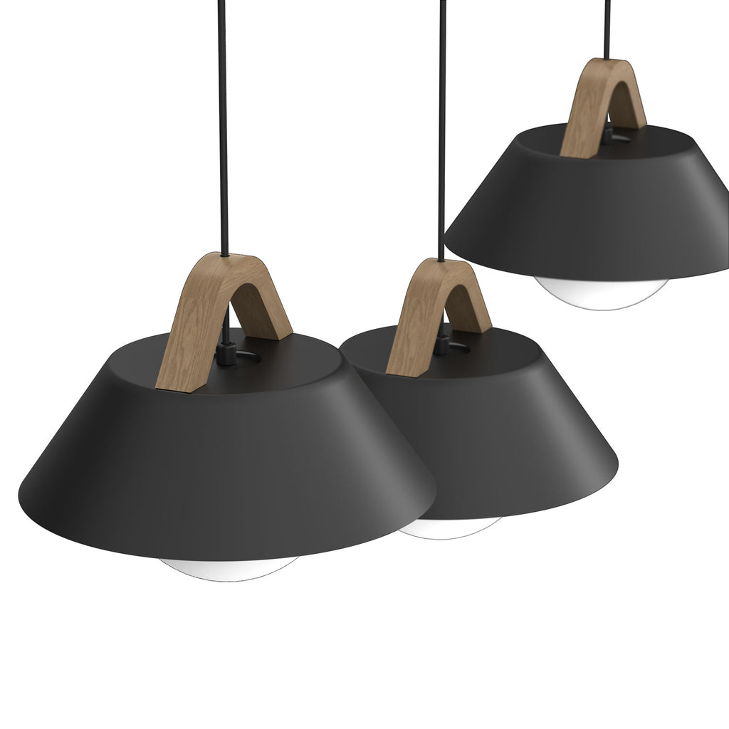 żyrandol Funda line bar 900x80 black/natural wood 3xE27