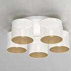 plafon Loft shade white, cylinder shade dia 180, h=150, white/gold 5xE27
