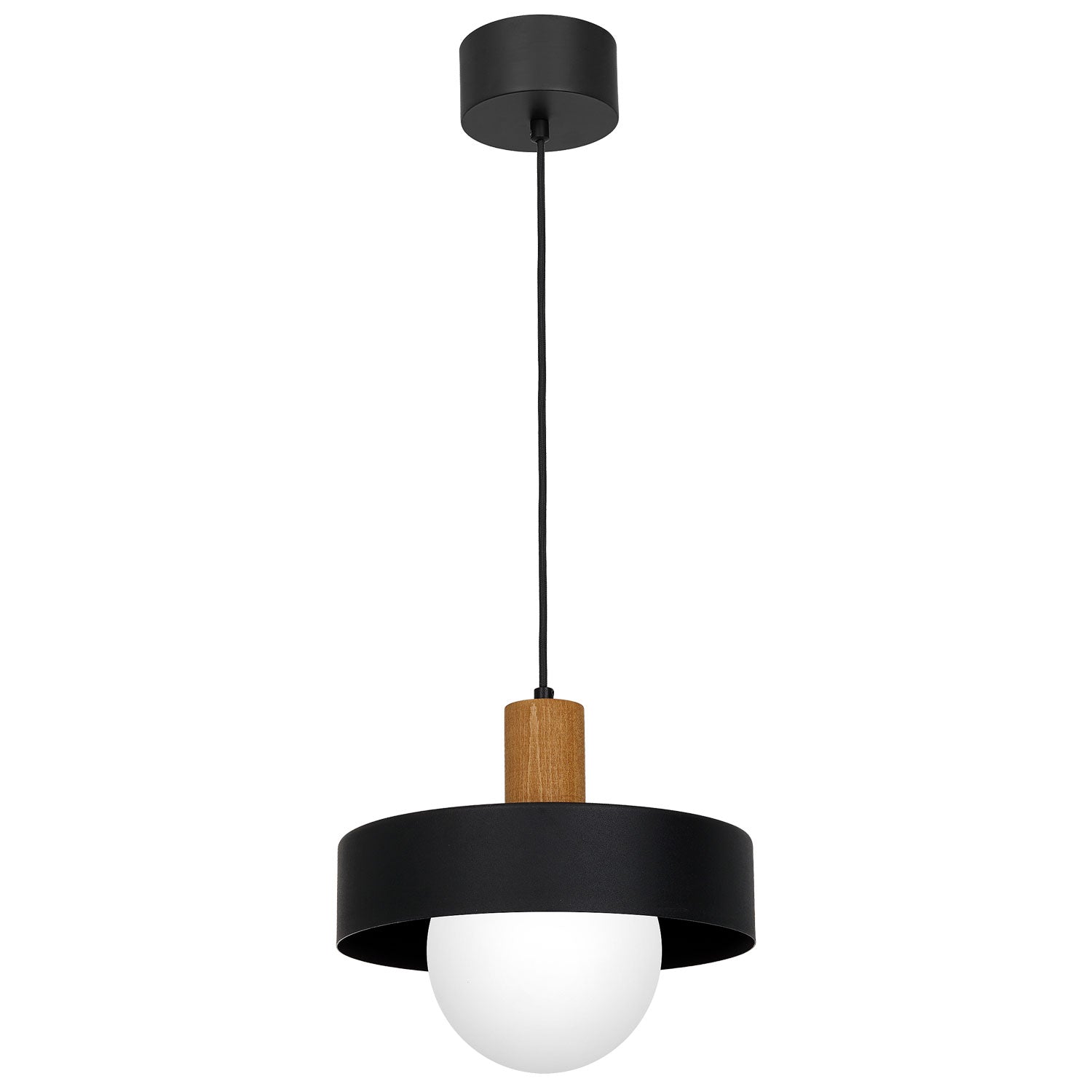żyrandol Canan dia 290 black/natural wood (glass 2815) 1xE27