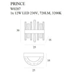 Maxlight Kinkiet Prince - Metal + szkło - Złoty W0287