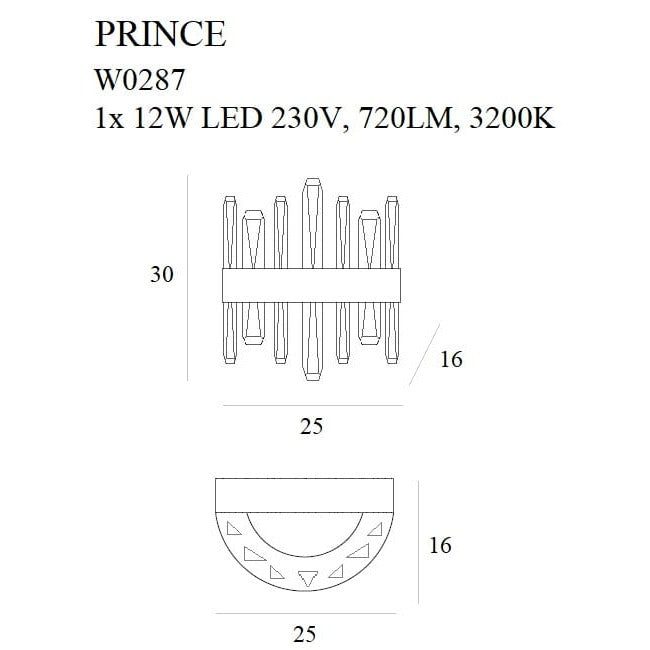 Maxlight Kinkiet Prince - Metal + szkło - Złoty W0287
