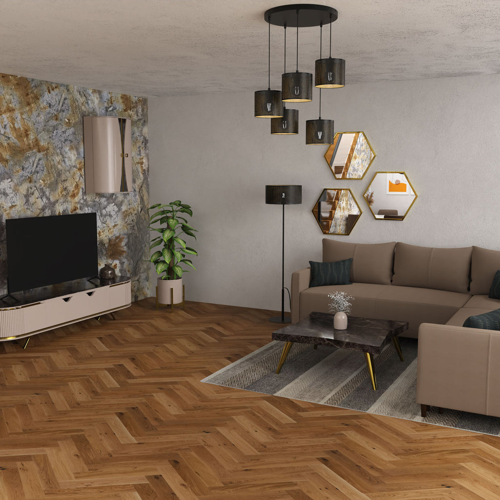 żyrandol Loft shade talerz dia 440, black, cylinder shade dia 180, h 150 black/gold 5xE27