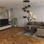 żyrandol Loft shade talerz dia 440, black, cylinder shade dia 180, h 150 black/gold 5xE27