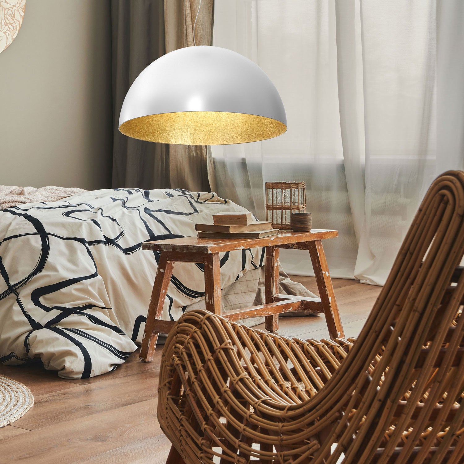 żyrandol Compo 1/2 bool ( dia 1000) white/gold 1xE27