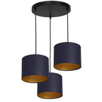 żyrandol Arden talerz dia 300, black, cylinder shade dia 180, h 150 navy blue/gold 3xE27