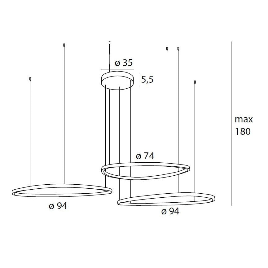 Maxlight Lampa wisząca Cayenne 3 - Metal - Czarny szczotkowany P0663D