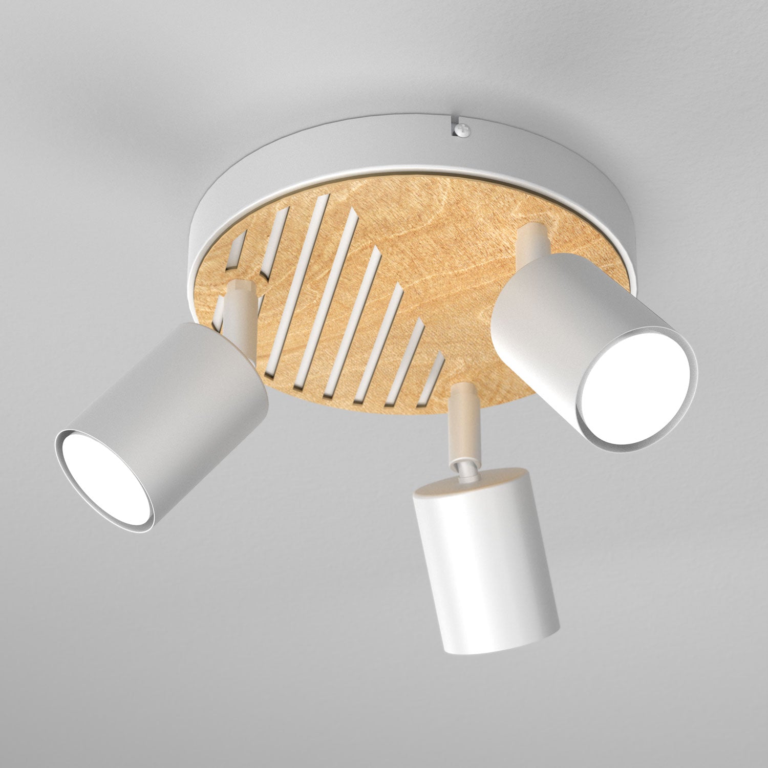 Spot Terra plate 200 white/wood/white swivel 3xGU10 (Ceryfikat FSC 100%, SGSCH-COC-070615)