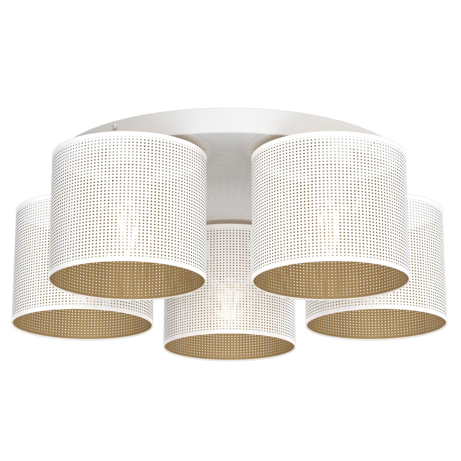 plafon Loft shade white, cylinder shade dia 180, h=150, white/gold 5xE27