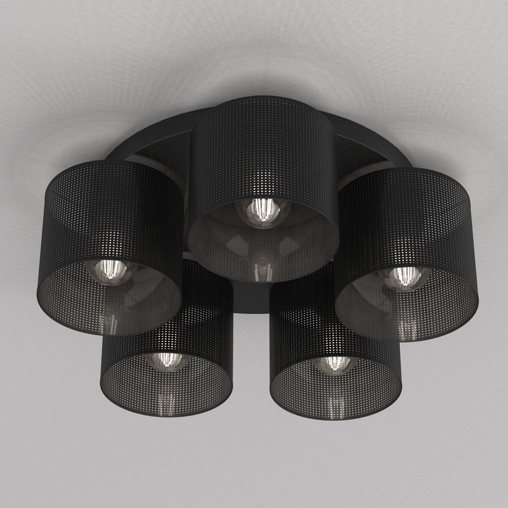 plafon Loft shade black, cylinder shade dia 180, h=150, black 5xE27