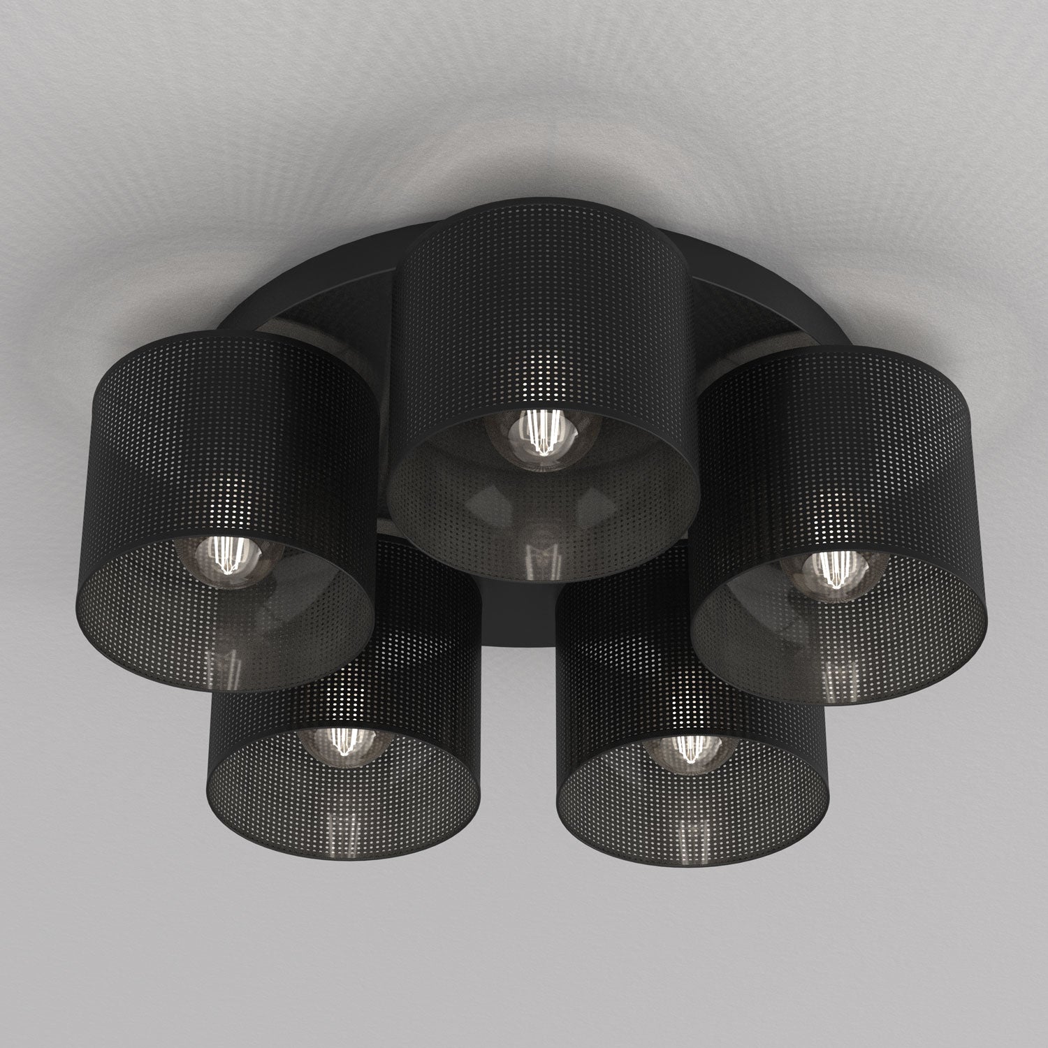 plafon Loft shade black, cylinder shade dia 180, h=150, black 5xE27
