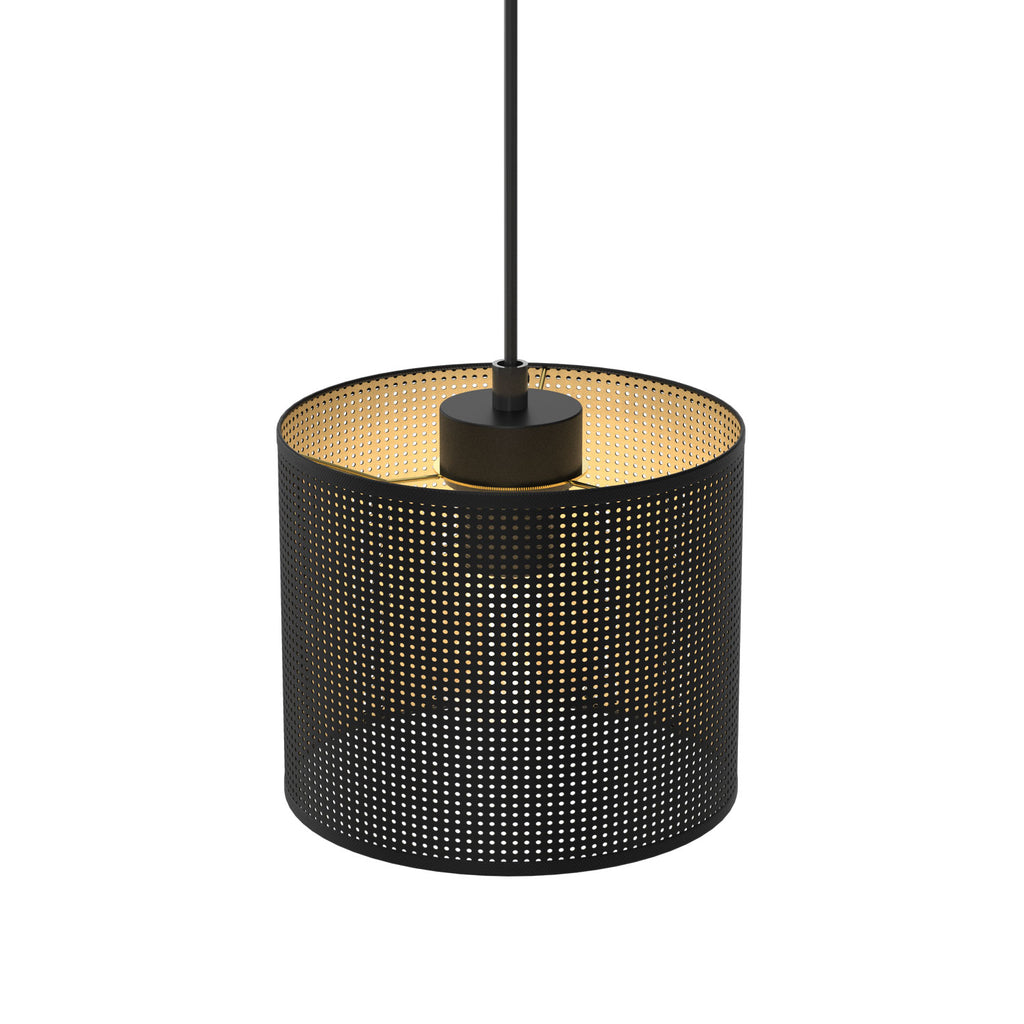 żyrandol Loft shade black, cylinder shade dia 180, h 150 black/gold 1xE27