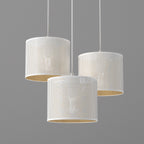 żyrandol talerz dia 300, Loft shade white, cylinder shade dia 180, h 150 white/gold 3xE27