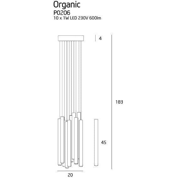 Maxlight Lampa wisząca Organic - Stal nierdzewna + akryl - Chrom P0206D