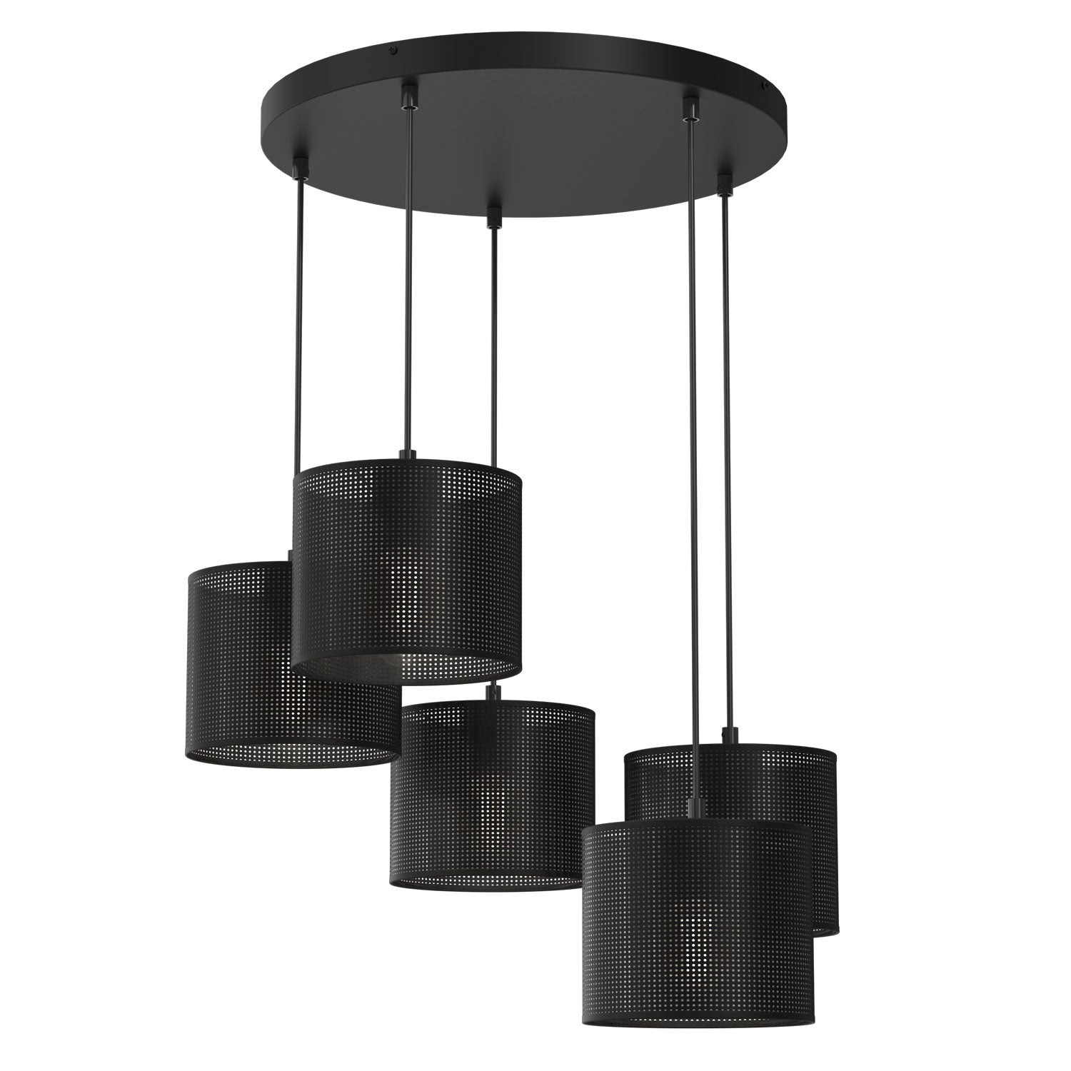 żyrandol Loft shade talerz dia 440, black, cylinder shade dia 180, h 150 black 5xE27