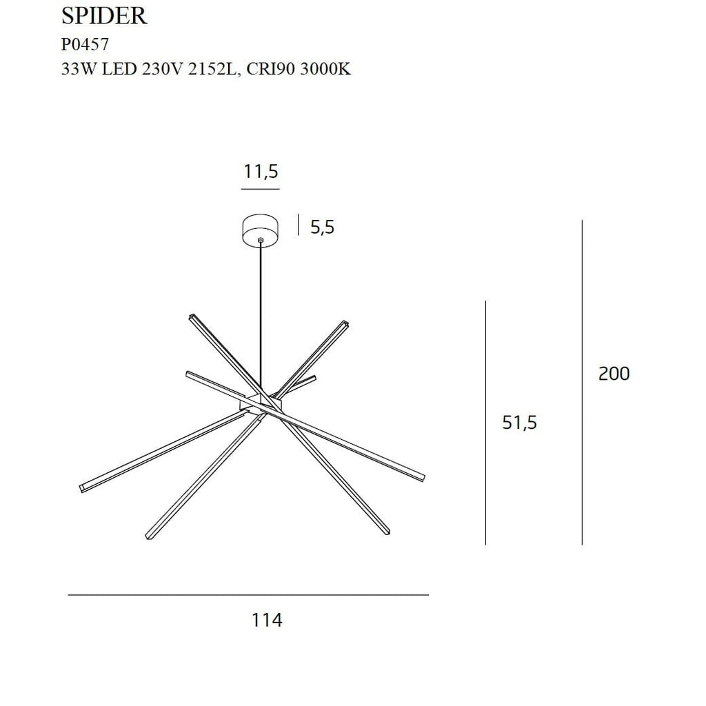 Maxlight Lampa wisząca Spider - Metal + akryl - Złoty P0457