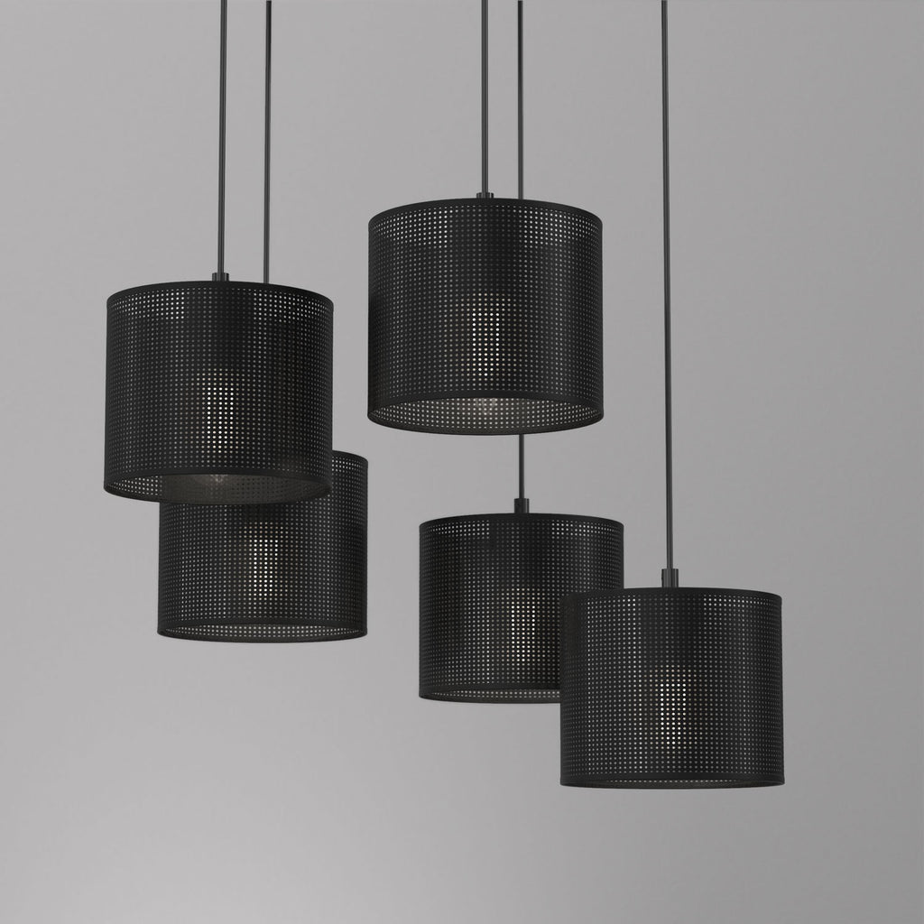 żyrandol Loft shade talerz dia 440, black, cylinder shade dia 180, h 150 black 5xE27