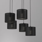 żyrandol Loft shade talerz dia 440, black, cylinder shade dia 180, h 150 black 5xE27