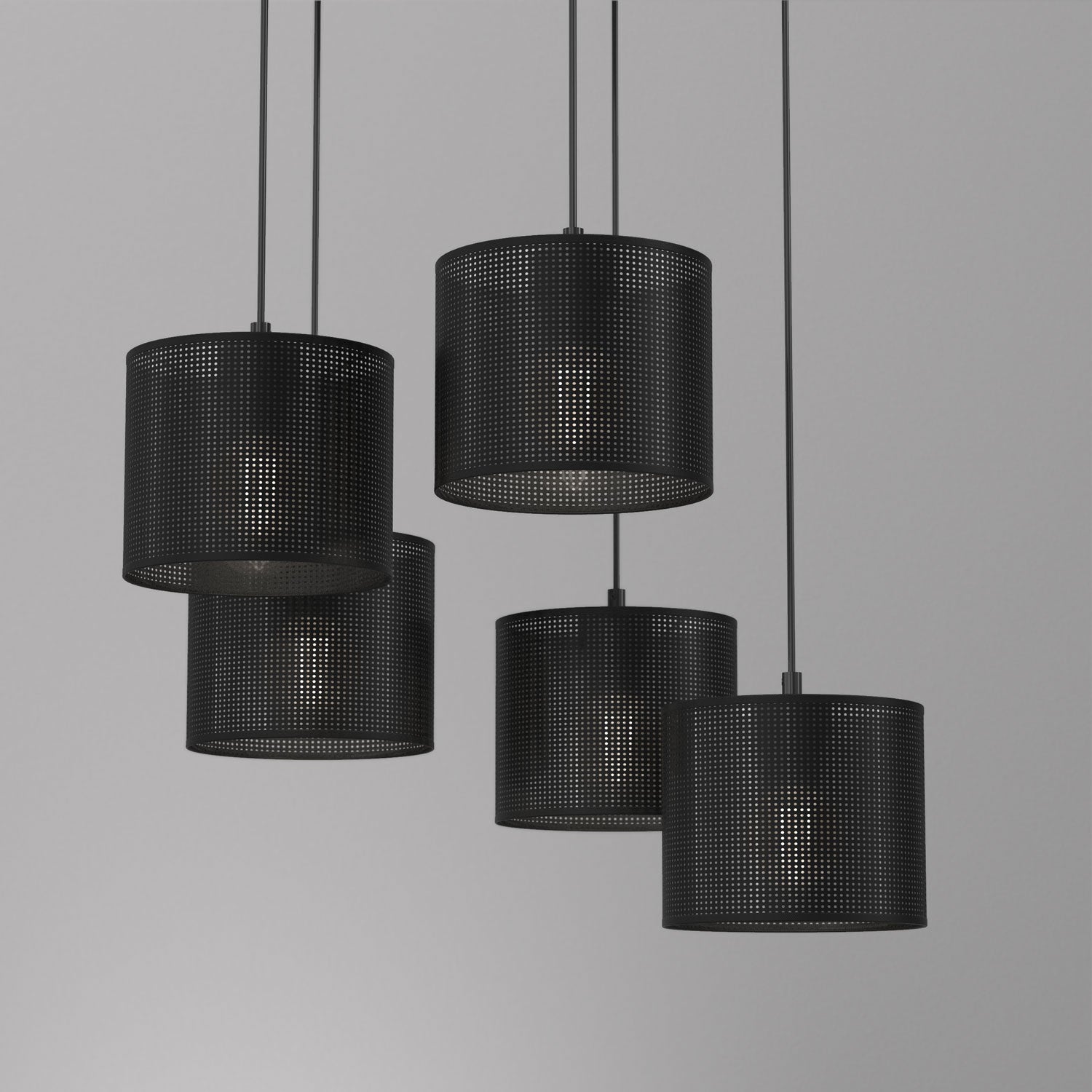 żyrandol Loft shade talerz dia 440, black, cylinder shade dia 180, h 150 black 5xE27