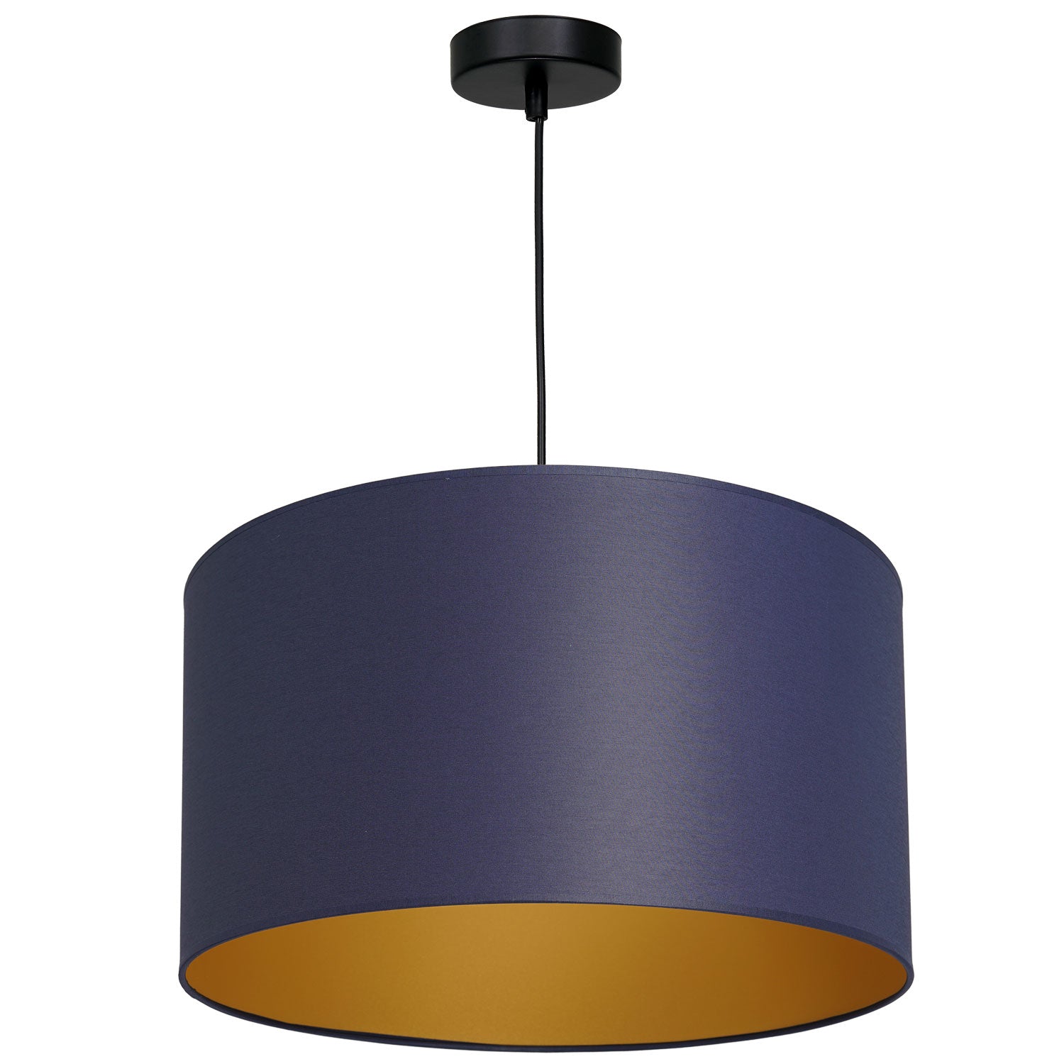 żyrandol Arden black, cylinder shade dia 400, h 250 navy blue/gold 1xE27