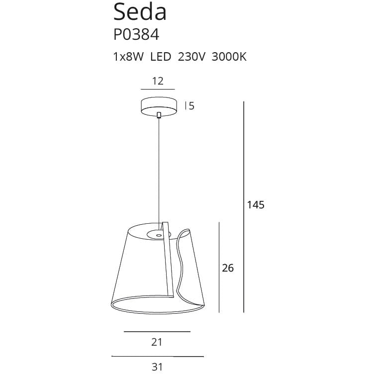 Maxlight Lampa wisząca Seda - Metal + akryl - Złoty P0384