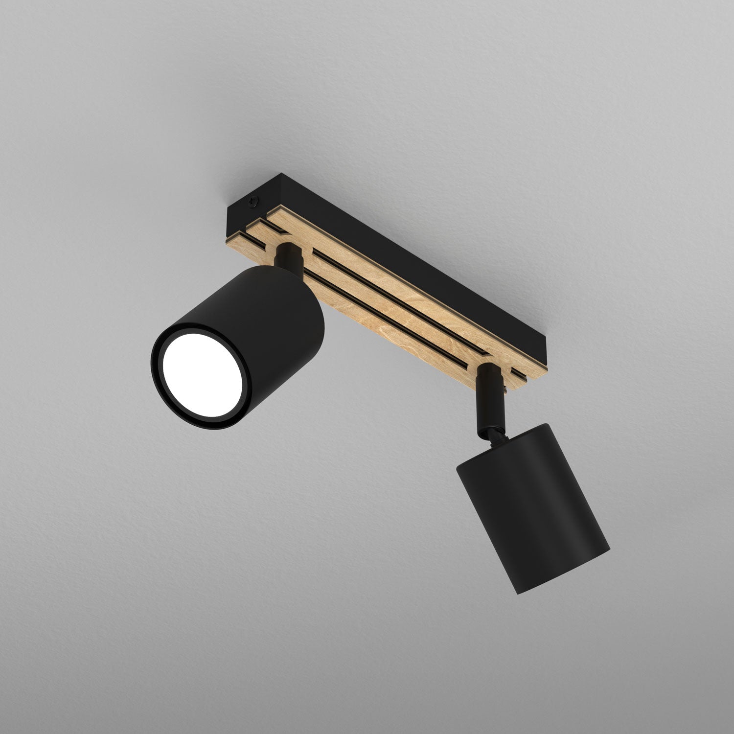 Spot Terra line 200 black/wood/black swivel 2xGU10 (Ceryfikat FSC 100%, SGSCH-COC-070615)
