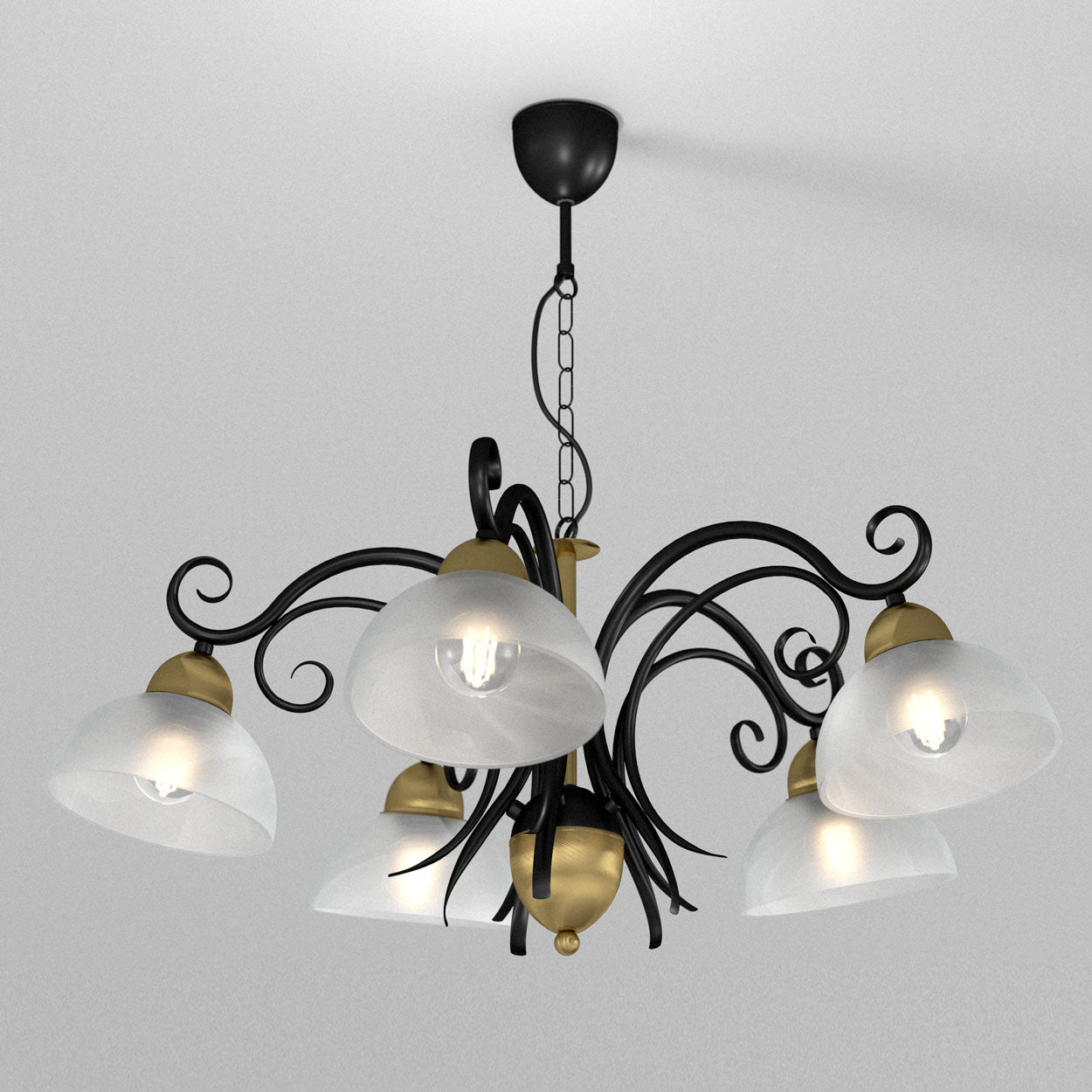 żyrandol Aurora black/brass 5xE27