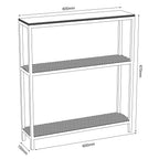 3-tiered console with plywood top, black