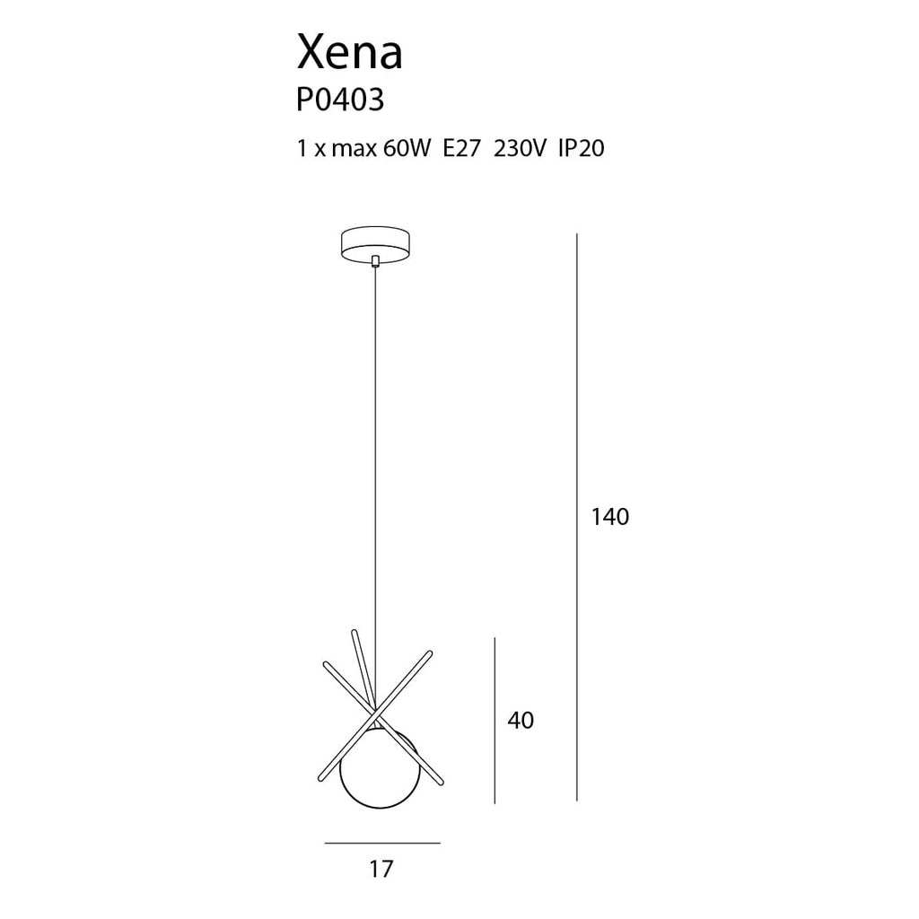Maxlight Lampa wisząca Xena - Metal + szkło mleczne - Mosiądz P0403