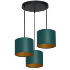 żyrandol Arden talerz dia 300, black, cylinder shade dia 180, h 150 green/gold 3xE27