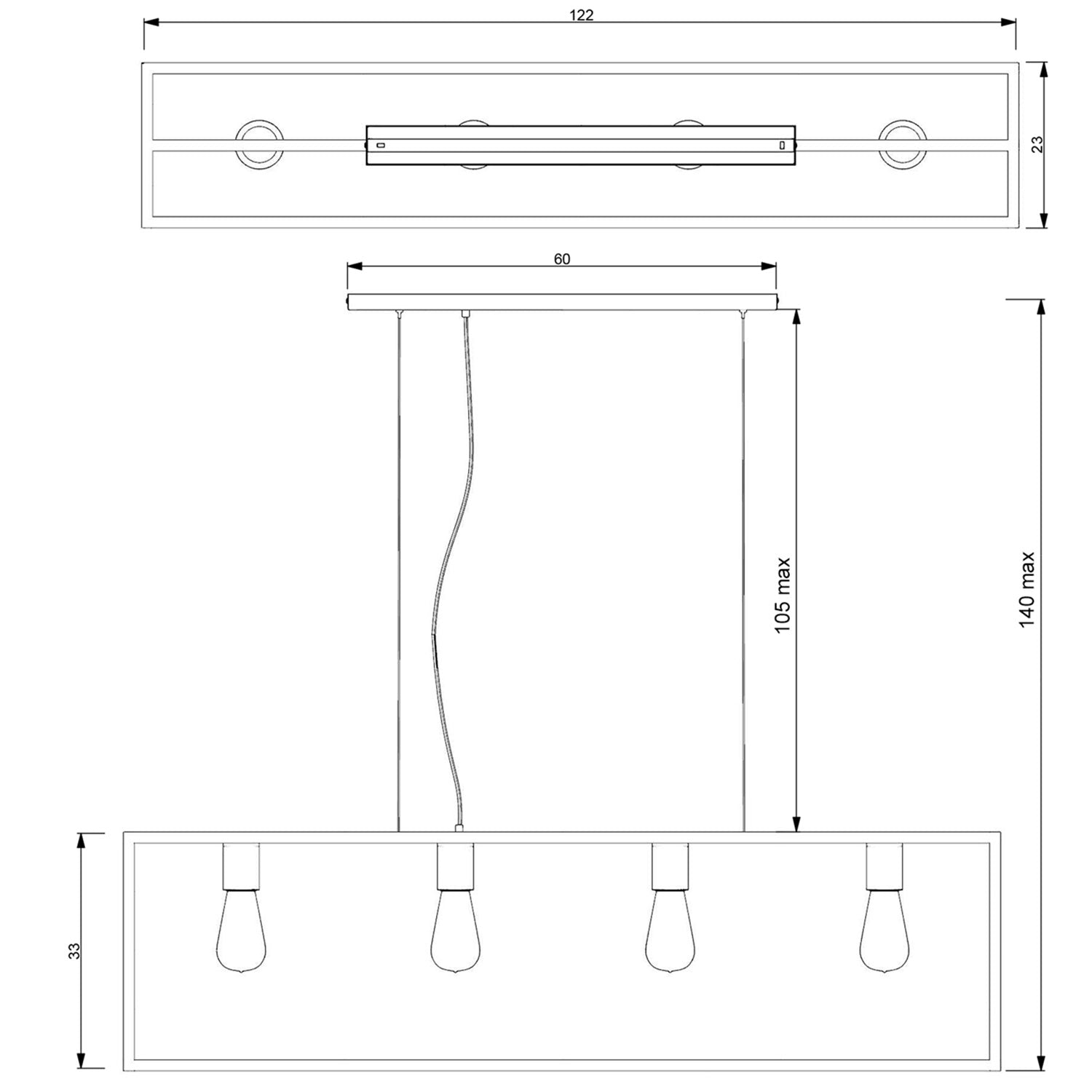 żyrandol Frame black/antic brass 4xE27