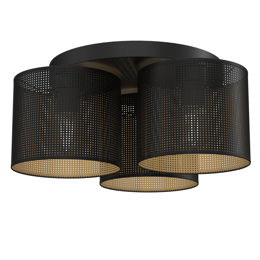 plafon Loft shade black, cylinder shade dia 180, h=150, black/gold 3xE27