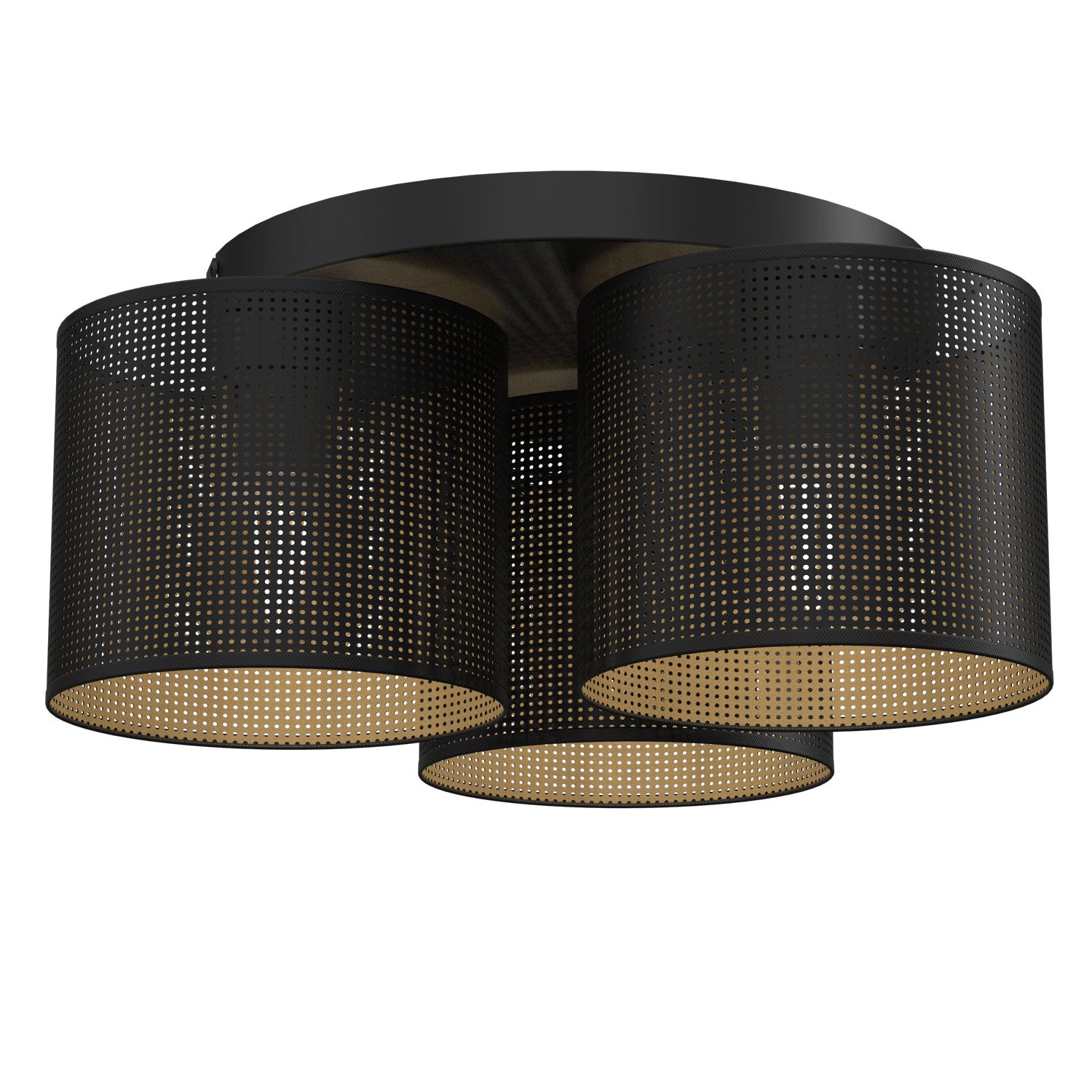plafon Loft shade black, cylinder shade dia 180, h=150, black/gold 3xE27
