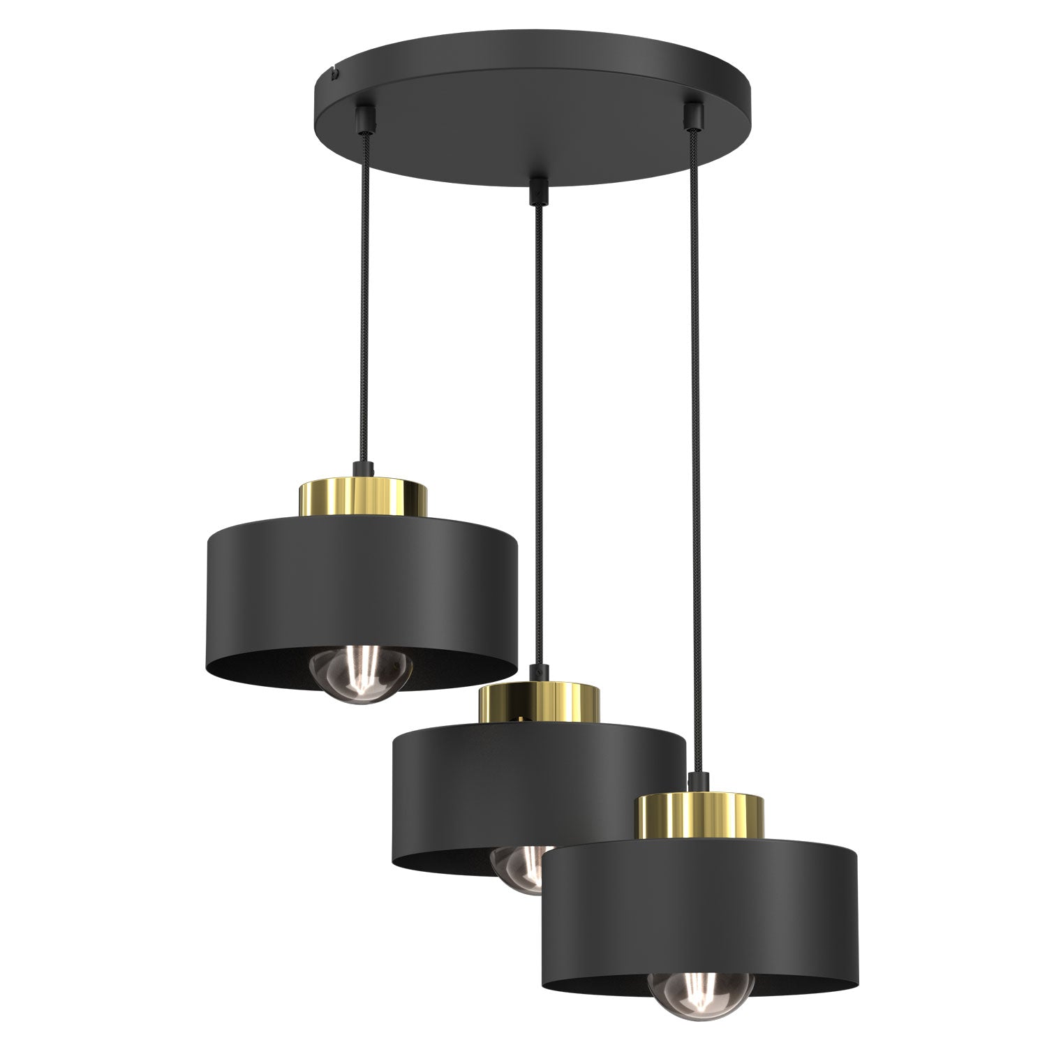 żyrandol Marti plate dia 300 black/gold 3xE27