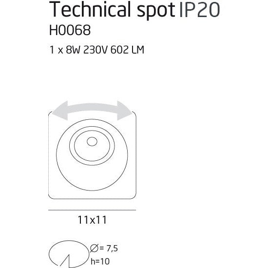 Maxlight Oprawa wpuszczana Technical Spot - Aluminium - Kremowy H0068