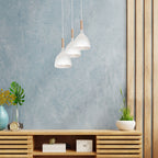 żyrandol talerz Noak white/natural wood 3xE27